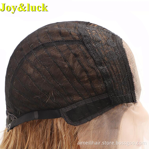Brown Highlight Blonde Front Lace Wholesale Price Wigs For Women Natural Straight Short Bob Cut Lace Front Synthetic Ladies Hair